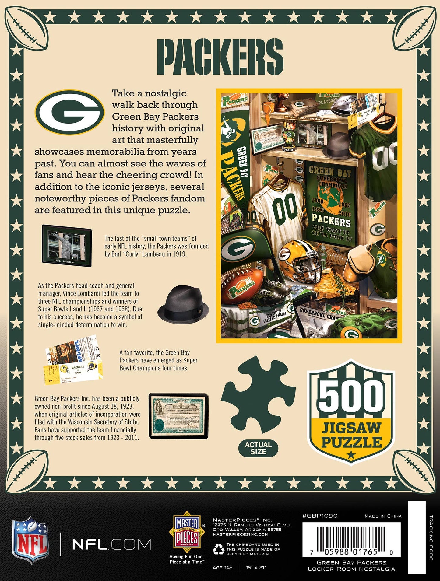 Green Bay Packers - Locker Room 500 Piece Puzzle