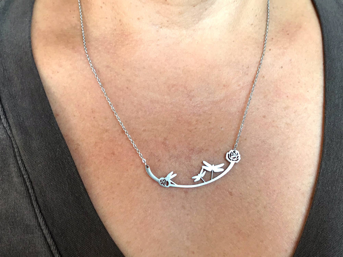 Dragonflies Stainless Steel Necklace
