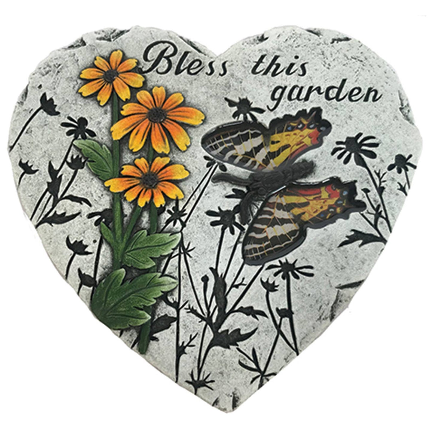 8" Cement Bless This Garden Heart-Shaped Stepping Stone
