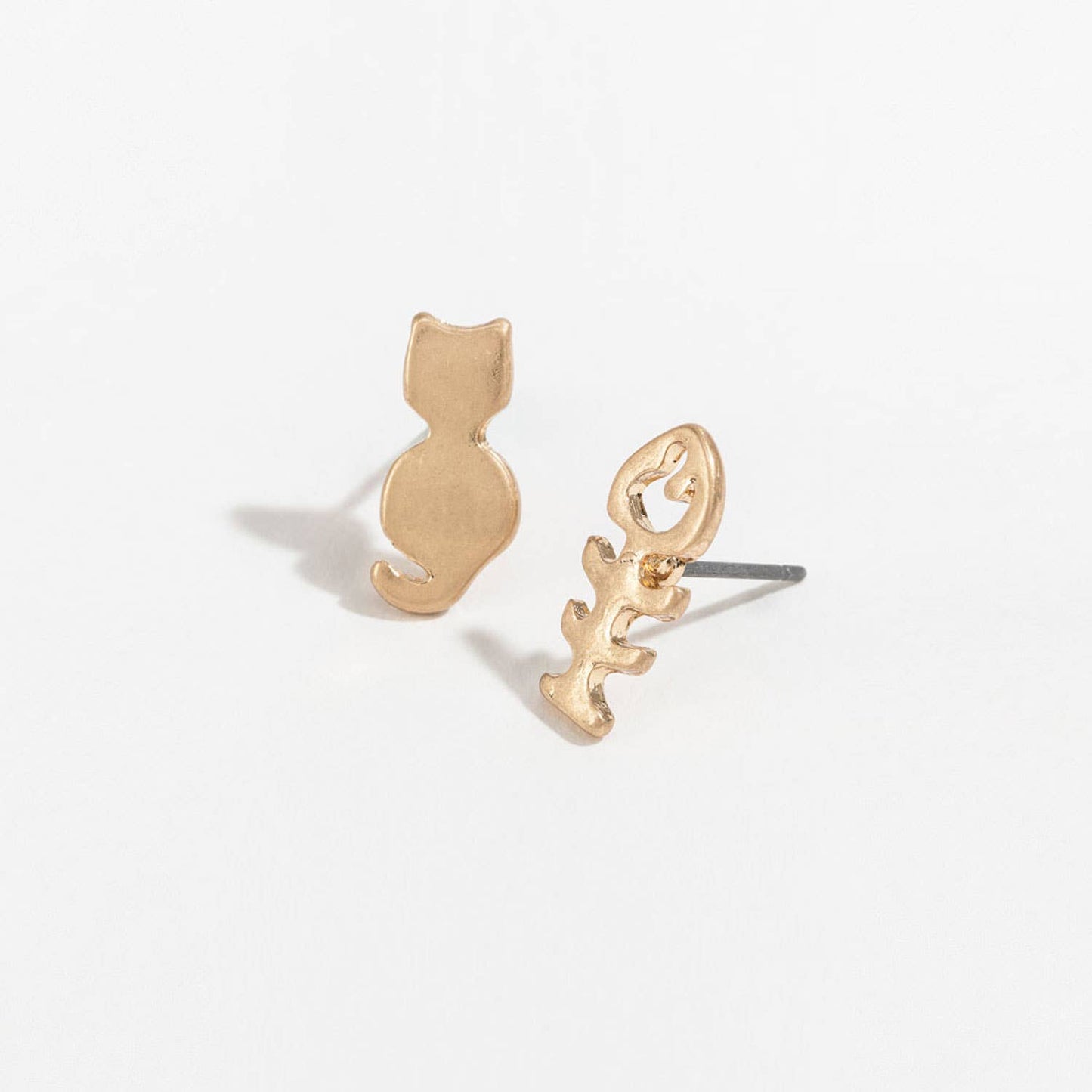 Stud Buds Kitty & Fish Bone Earrings