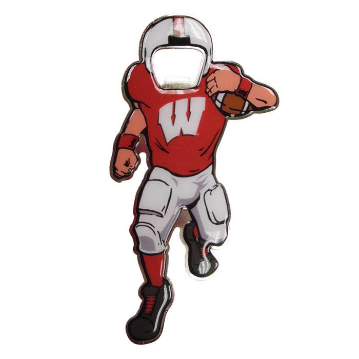 Wisconsin Badgers Bottle Opener Magnet Metal Player