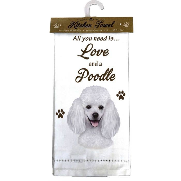 Poodle, White Kitchen Towel