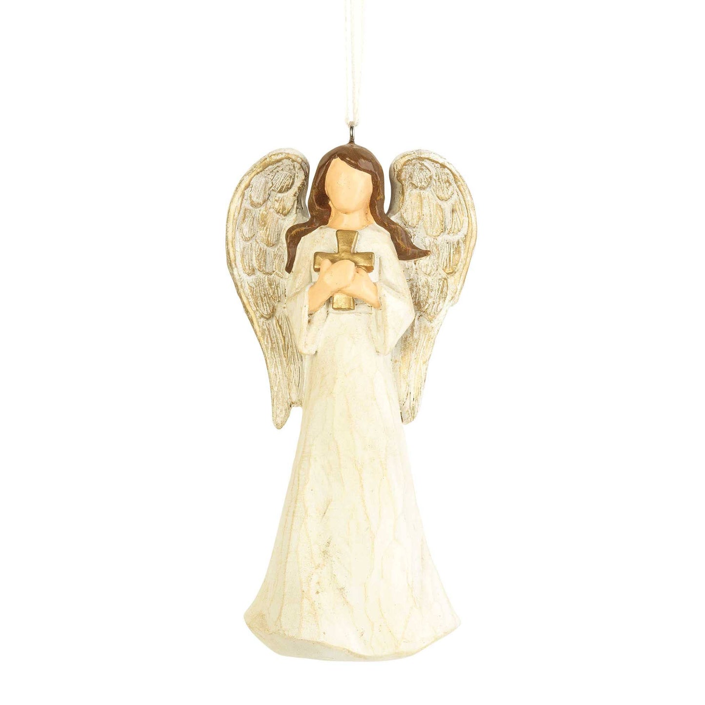 ANGEL ORNAMENT WOOD LOOK 3 ASSTED 5"H