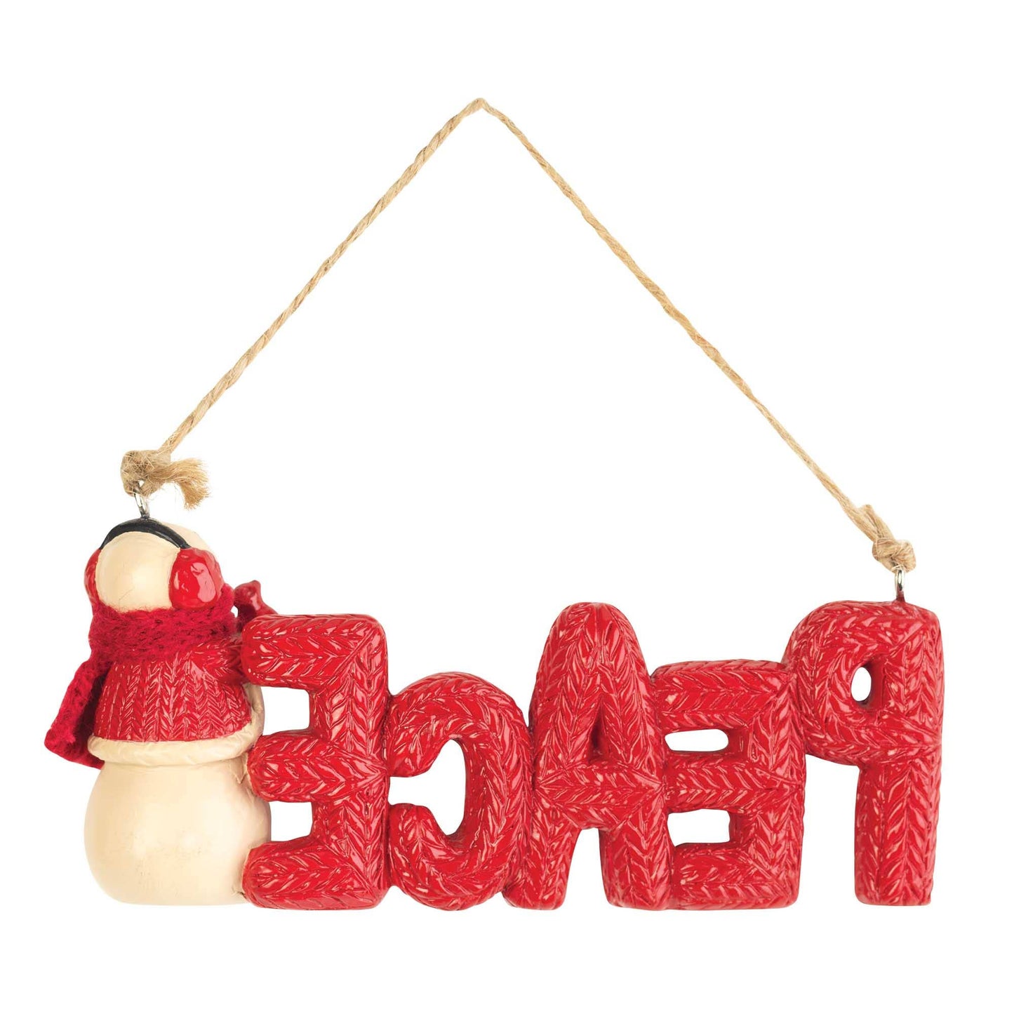 PEACE SNOWMAN ORNAMENT RESIN 4.75"L