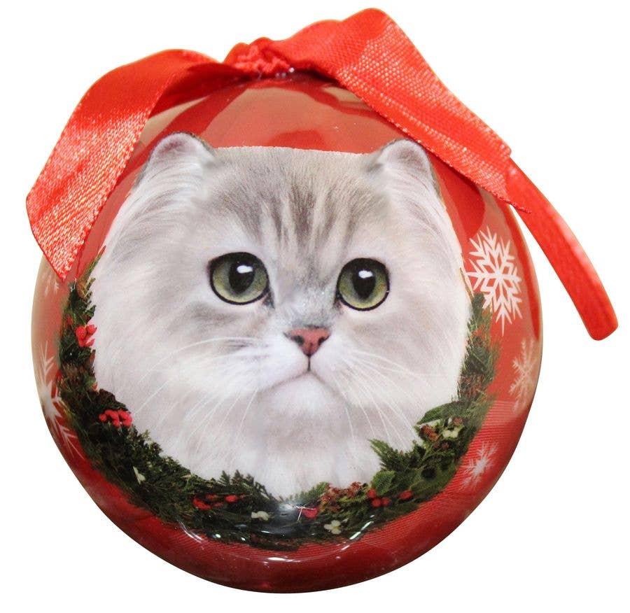 Persian, White Cat Ball Ornament