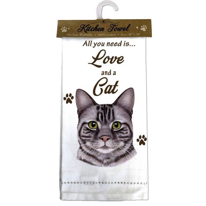 Tabby, Silver Cat Kitchen Towel