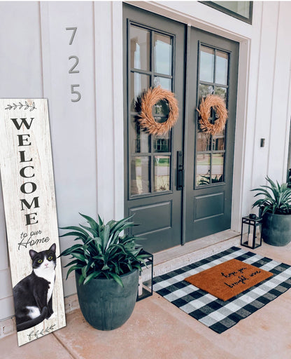 Cat, Black and white Welcome sign