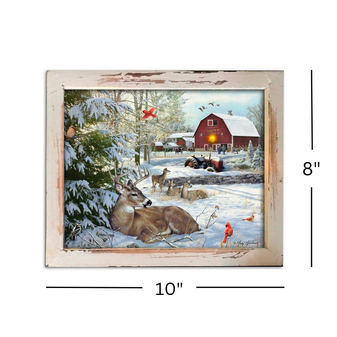Fresh Snow on the Farm Lighted Shadow Box