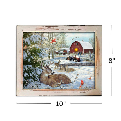 Fresh Snow on the Farm Lighted Shadow Box