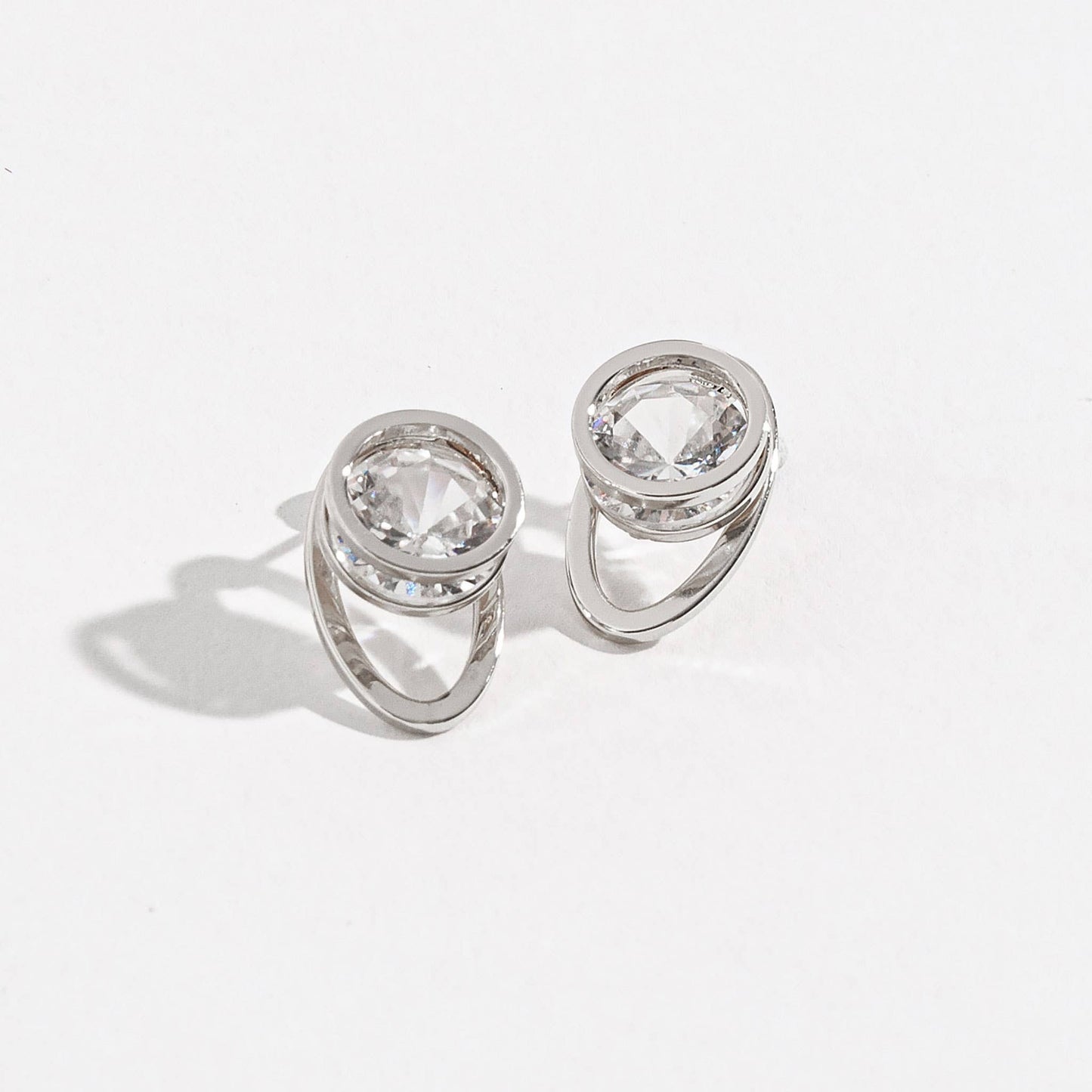 Sale - Cubic Zirconia Oval Jacket Dazzler Earrings