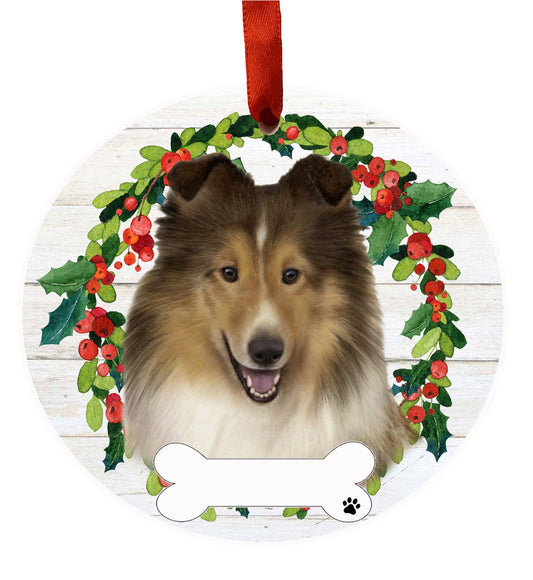 Sheltie Ceramic Wreath Ornament