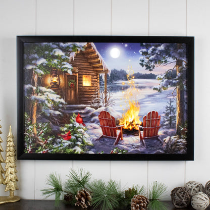 Christmas at the Lake 14x20 Framed Fiber Optic