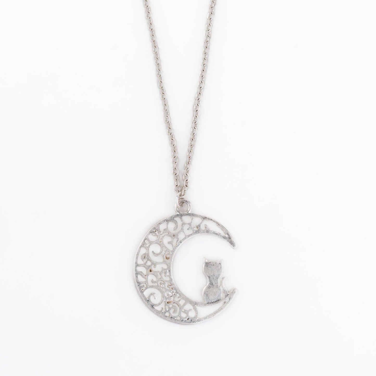 Salem Moon & Cat Halloween Pendant Necklace