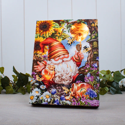Honey Bee Gnome 8x6 Lighted Tabletop Canvas