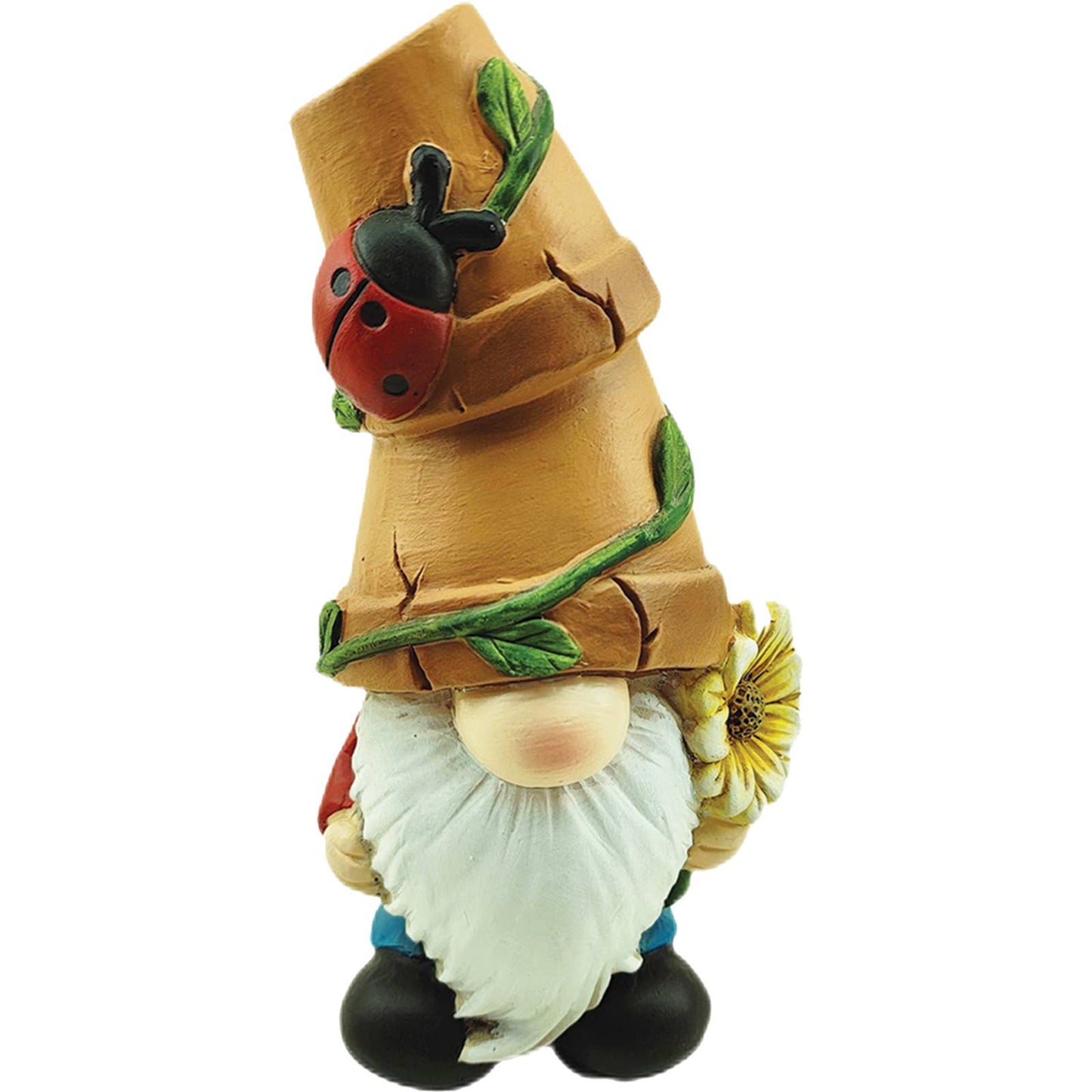 10.3" Resin Gnome with Flower Pot Hat