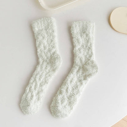 Rufia - Solid Color Soft Coral Fleece Socks