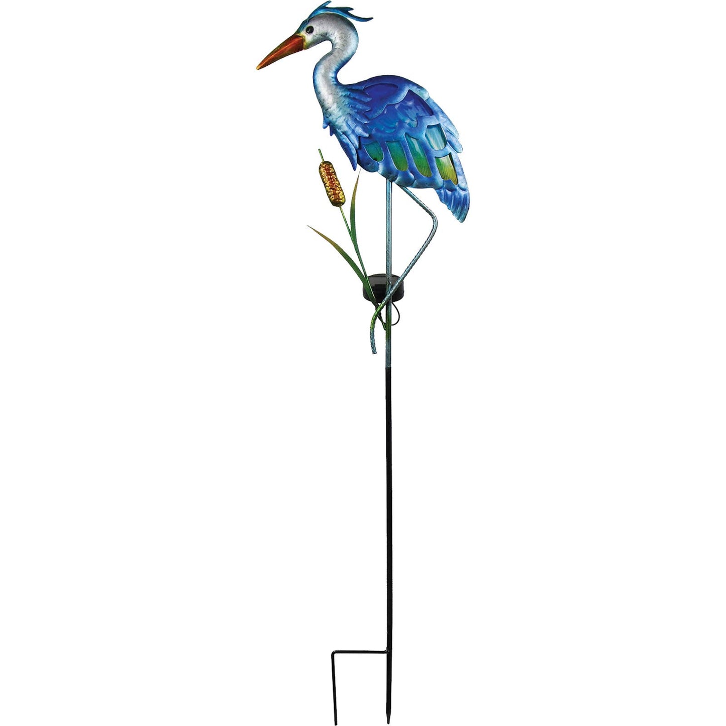 39" Solar Glass Blue Heron Stake