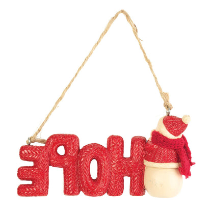 HOPE SNOWMAN ORNAMENT RESIN 4.5"L