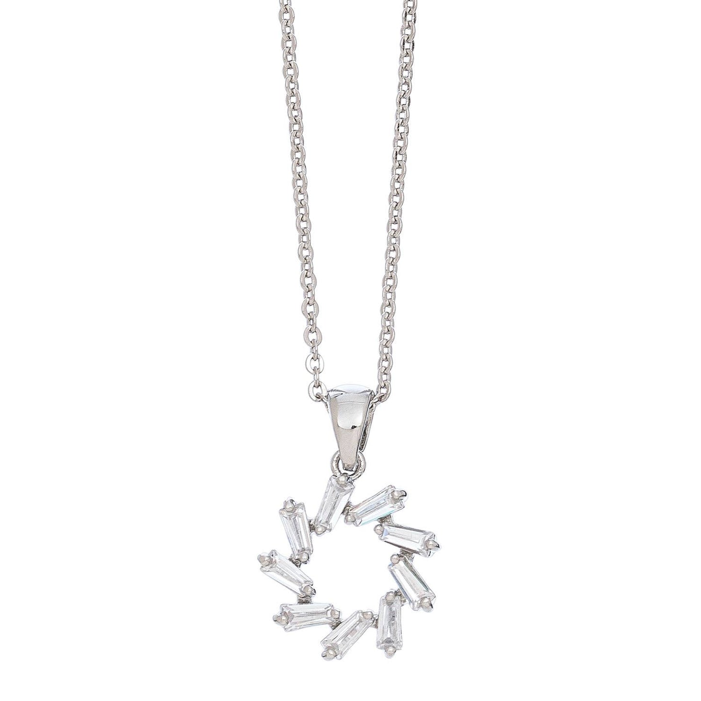 Sale - Open Burst Cubic Zirconia Pendant Necklace with Box