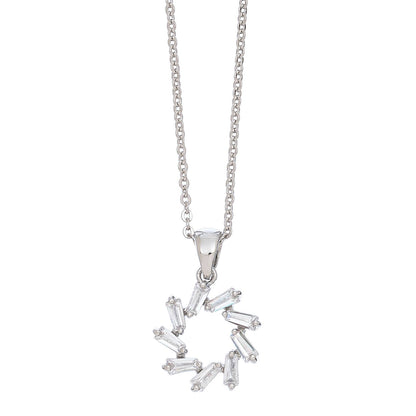 Sale - Open Burst Cubic Zirconia Pendant Necklace with Box