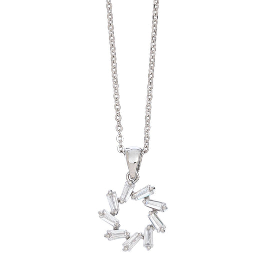 Sale - Open Burst Cubic Zirconia Pendant Necklace with Box