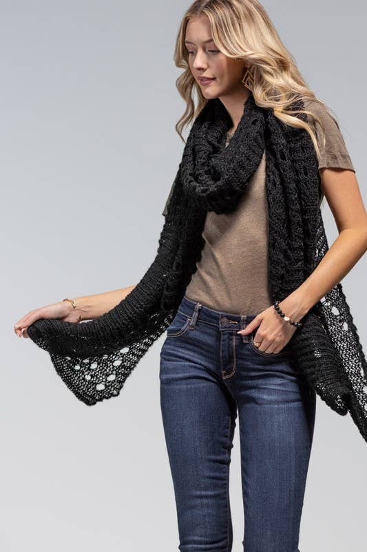 Open Knit Oblong Scarf