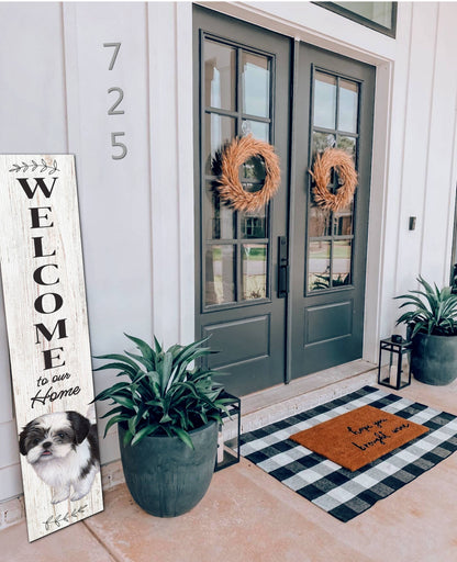 Shih Tzu, black Welcome sign