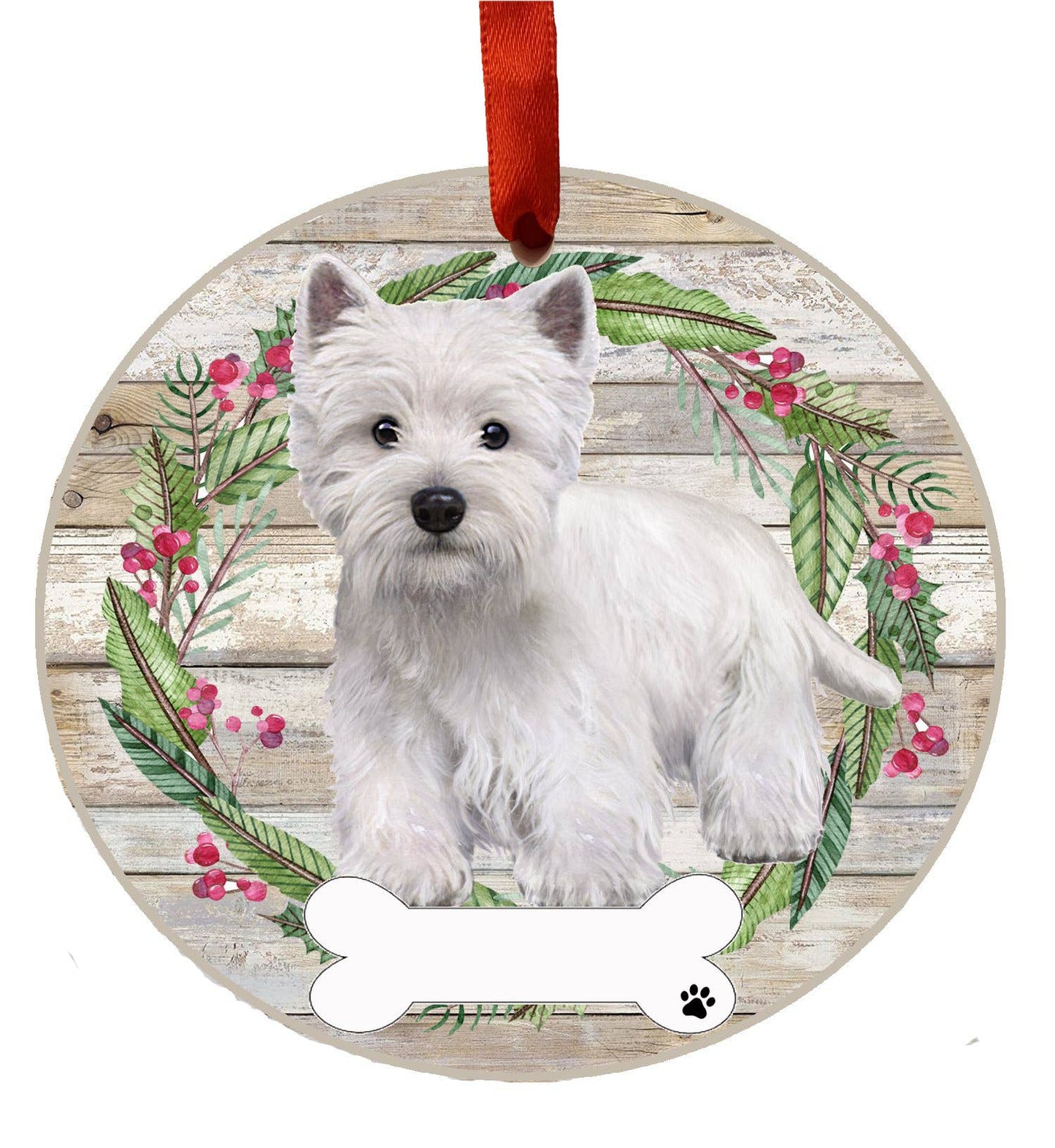 Westie Full Body Ceramic Wreath Ornament