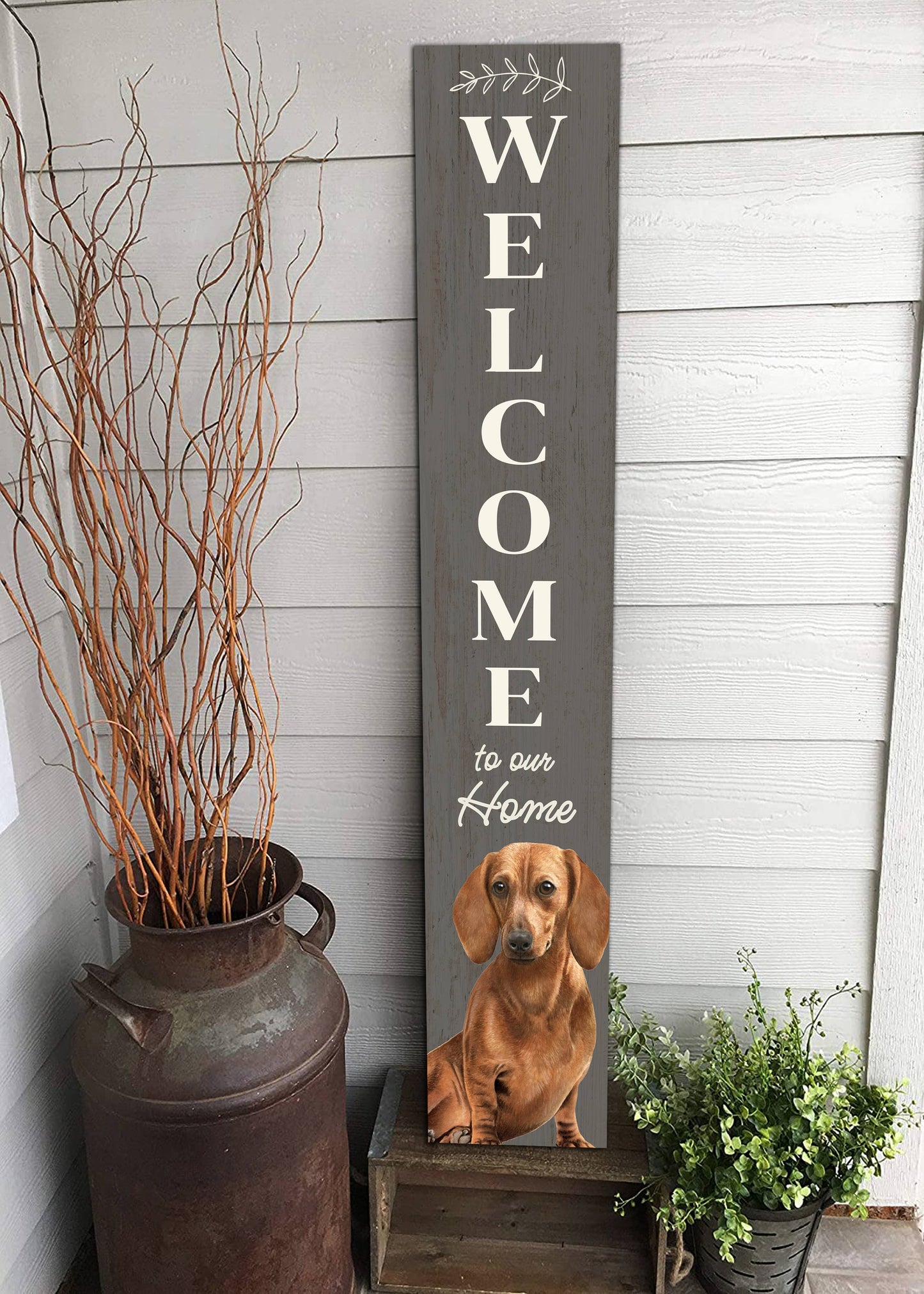 Dachshund, red Welcome sign