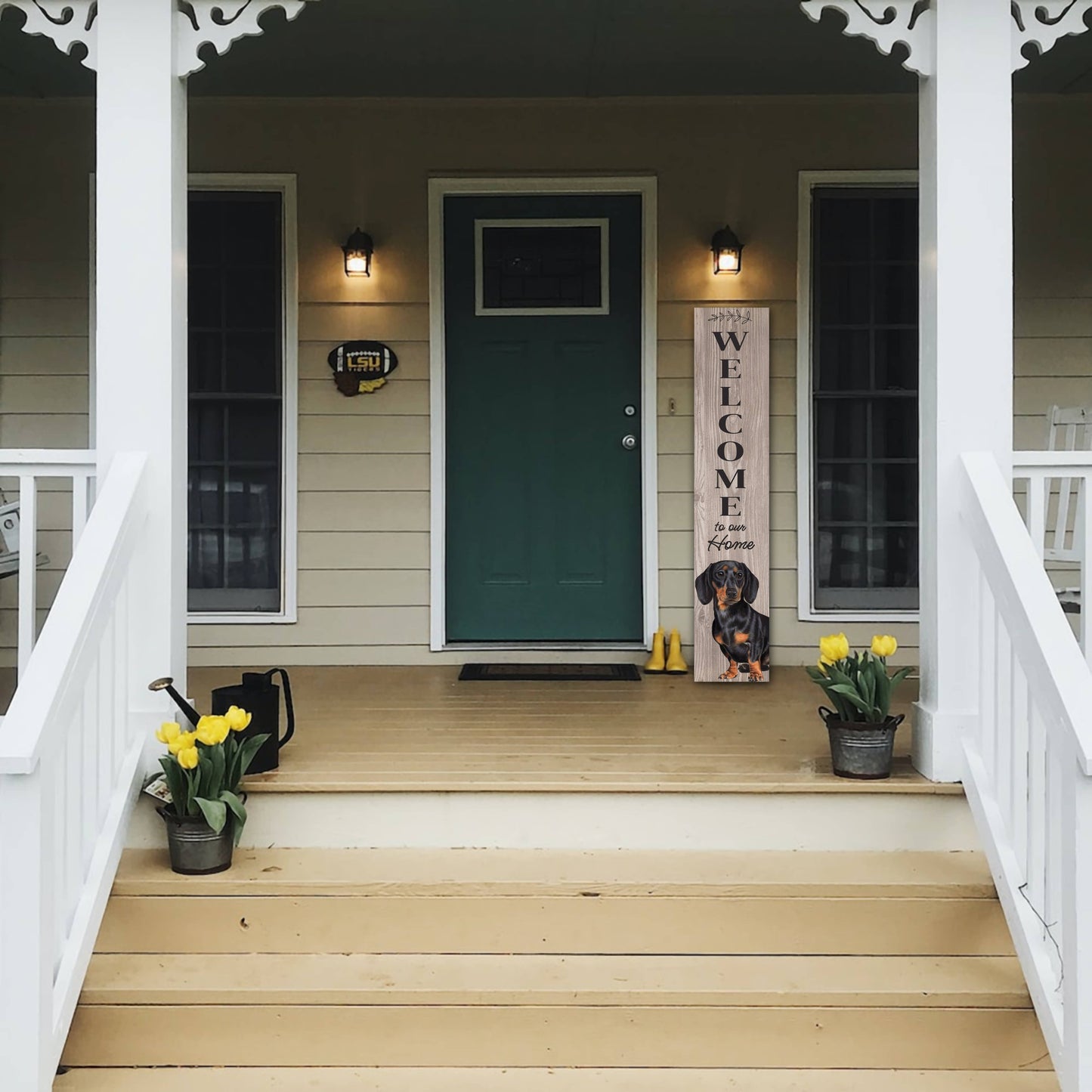 Dachshund, black Welcome sign