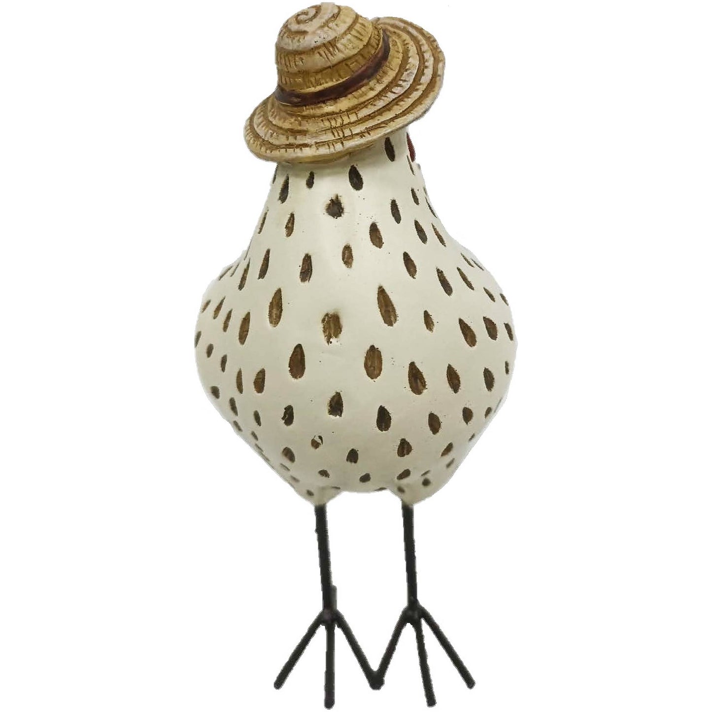 6.3" Resin Hen with Straw Hat