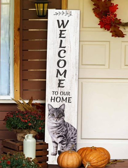 Tabby Silver Welcome sign