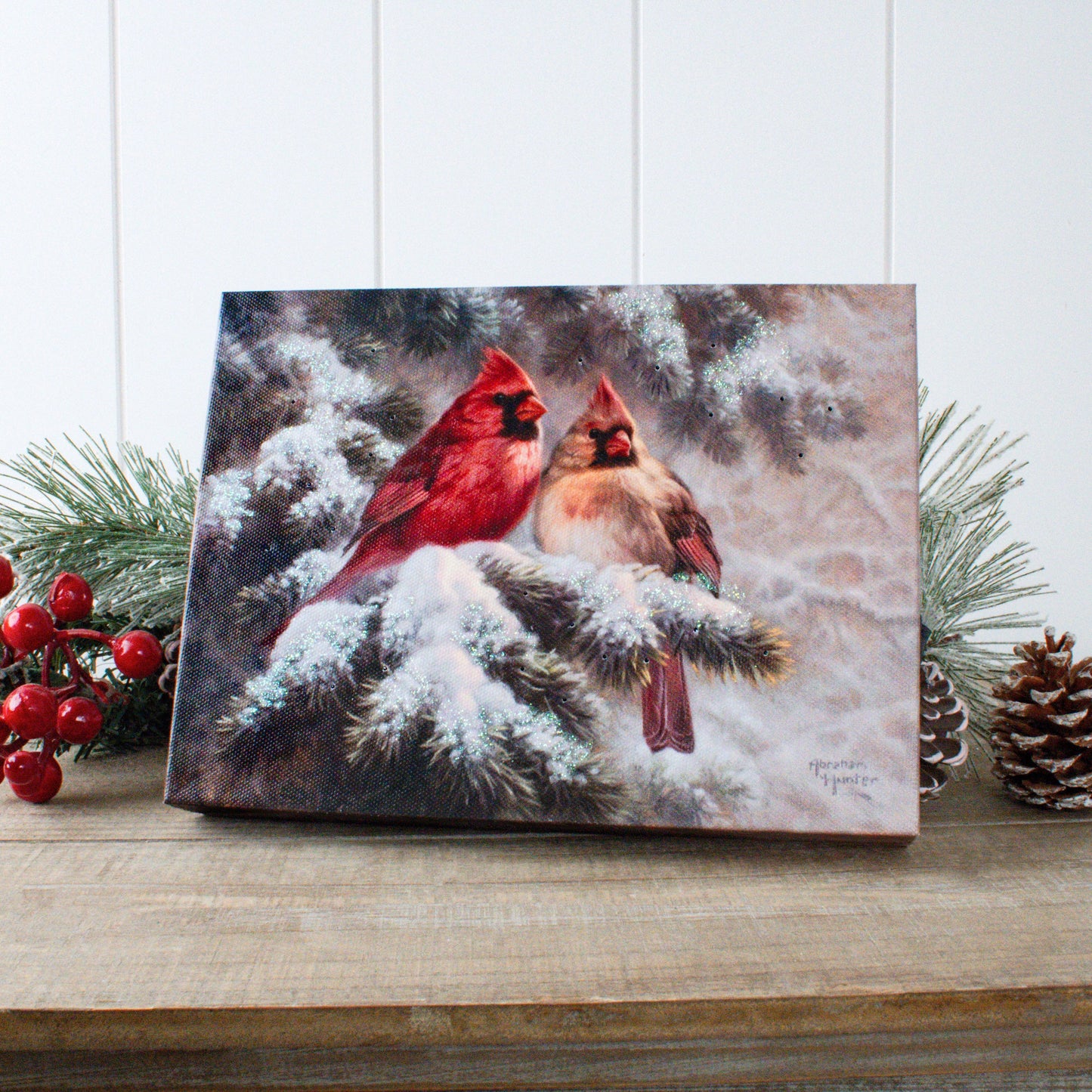 Snow Angels 8x6 Lighted Tabletop Canvas