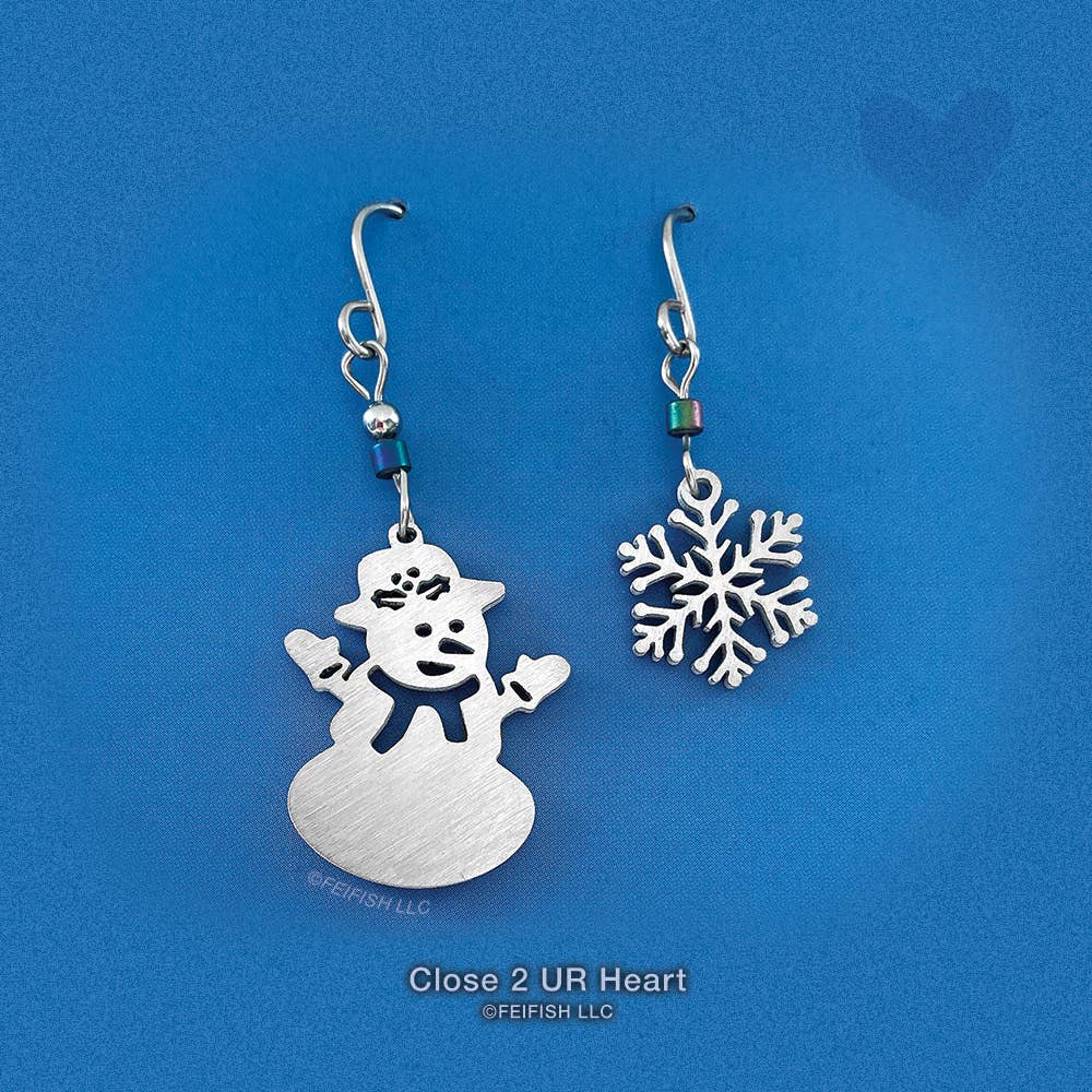 Snowman and Snowflake Earrings