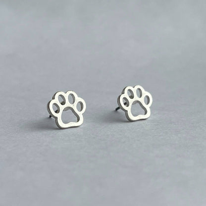 Paw Print Stud Bud Stud Earrings