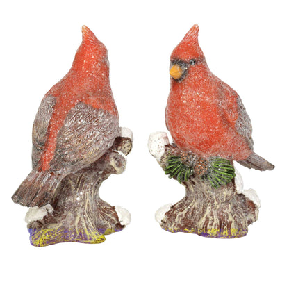 CARDINAL ON BRANCH FROSTED RESIN 5.5"H