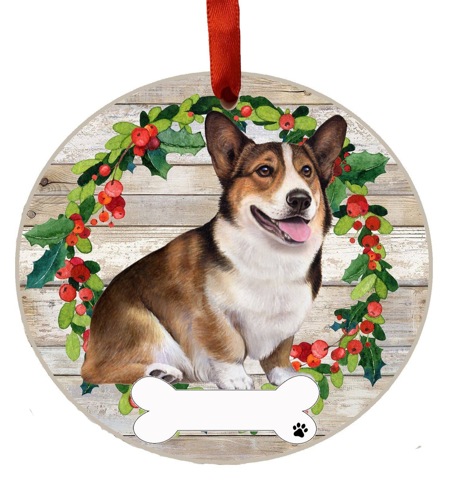Welsh Corgi Full Body Ceramic Wreath Ornament