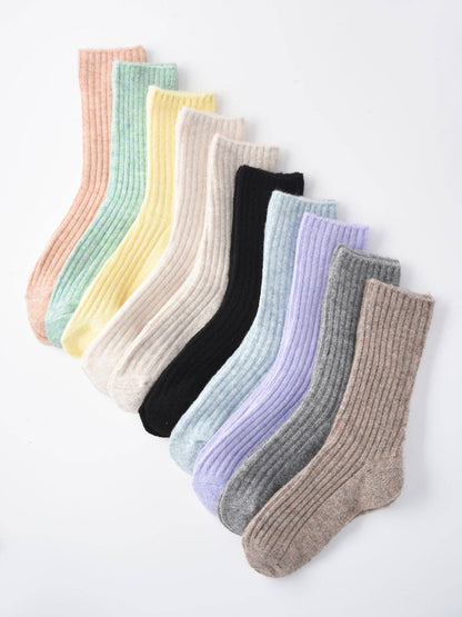 Rufia - 5-Pair Set of Solid Color Wool-Blend Socks