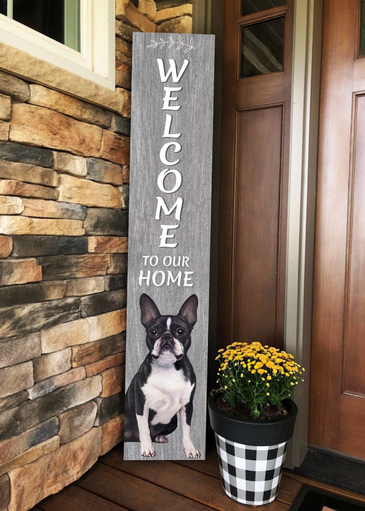 Boston Terrier Welcome sign