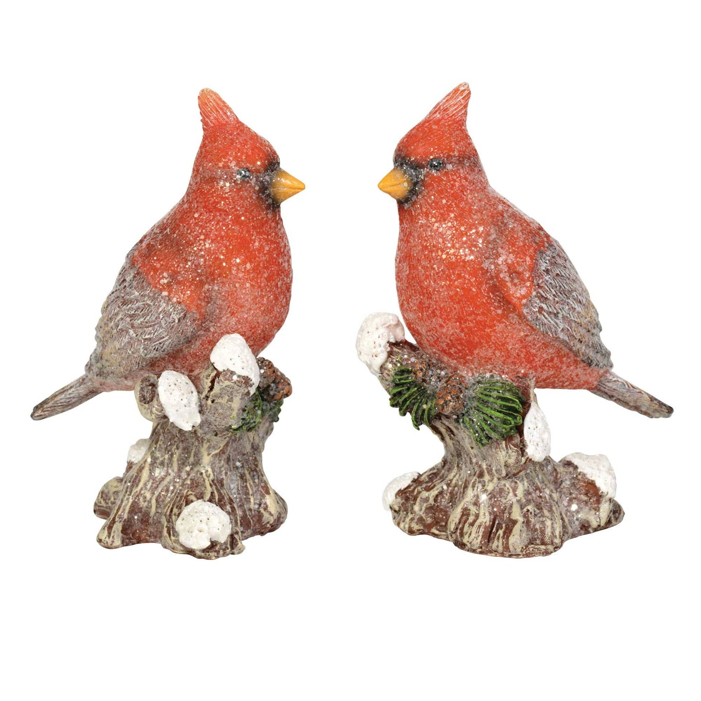 CARDINAL ON BRANCH FROSTED RESIN 5.5"H