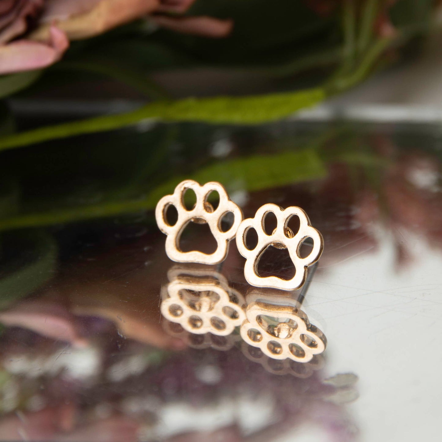 Paw Print Stud Bud Stud Earrings