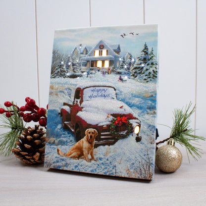 Happy Holidays 8x6 Lighted Tabletop Canvas
