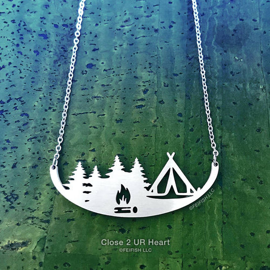 Tent Camping Stainless Steel Necklace