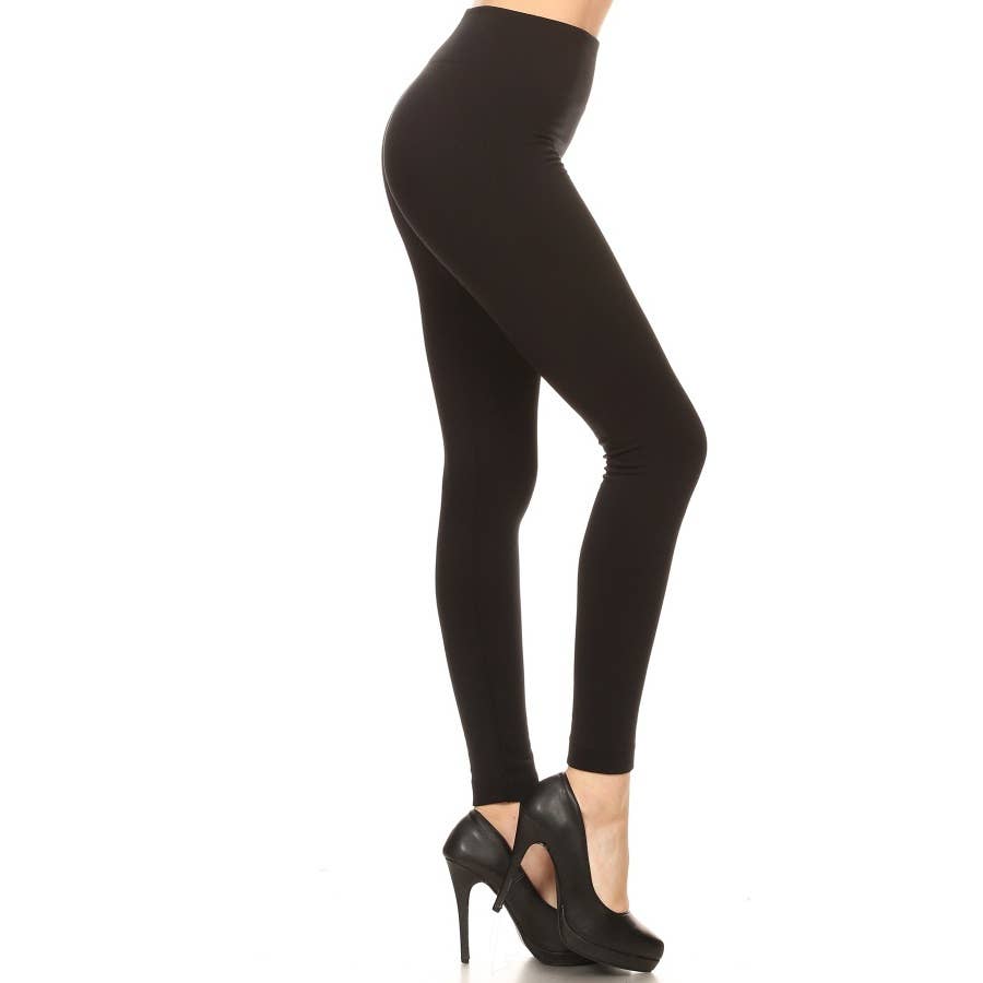 High Waist Fleece Lined Leggings with Elastic Band