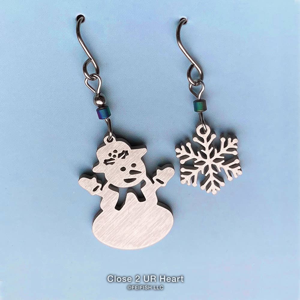 Snowman and Snowflake Earrings