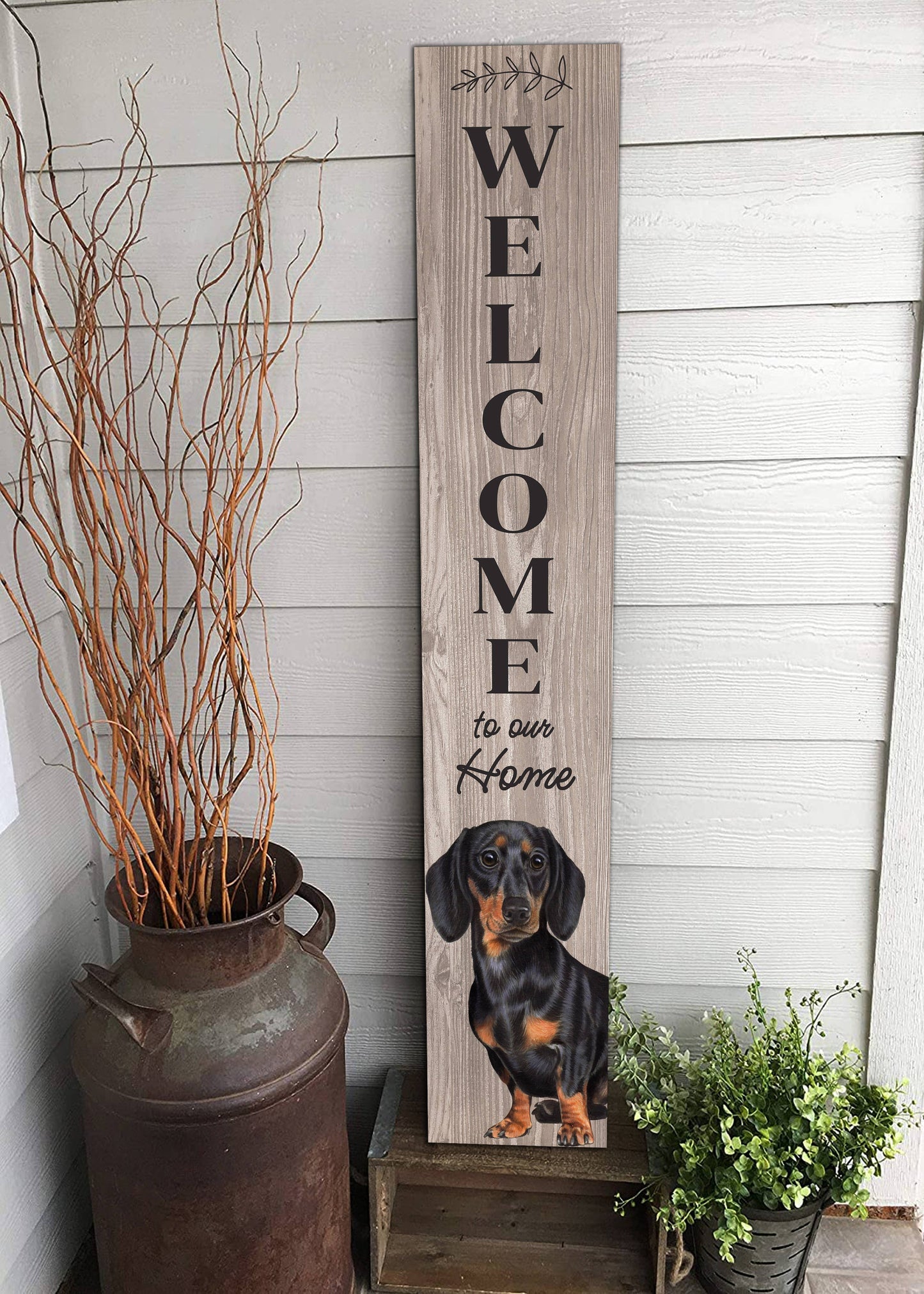 Dachshund, black Welcome sign