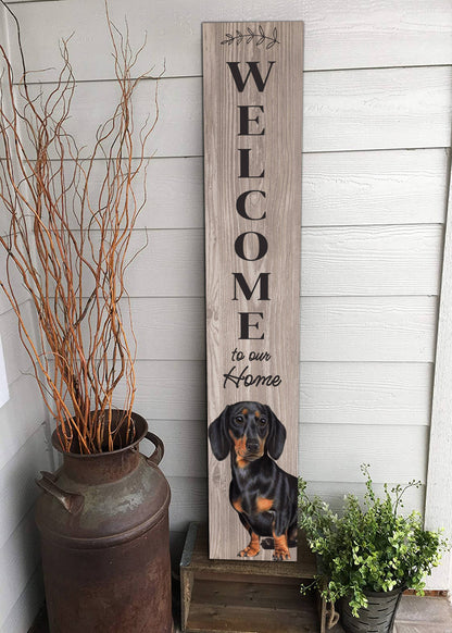Dachshund, black Welcome sign