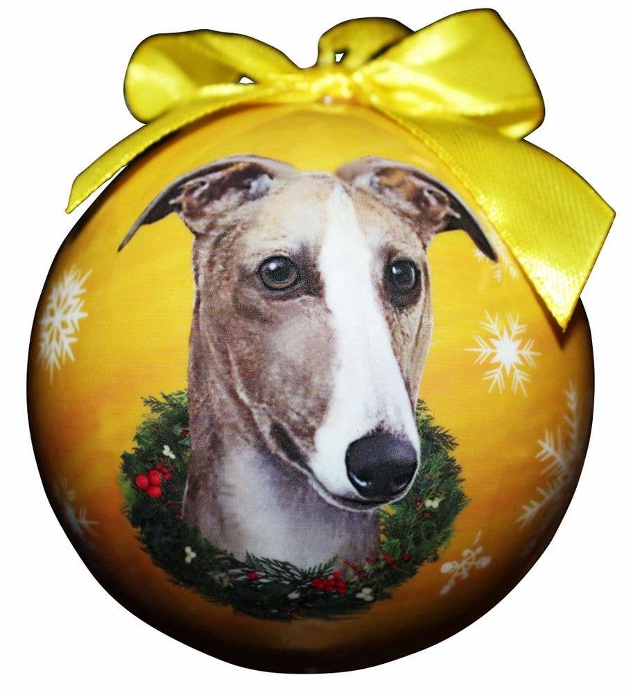 Greyhound, Fawn & White Ball Ornament