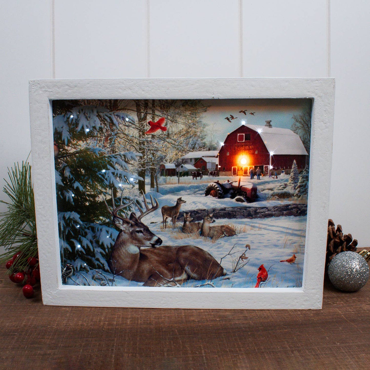 Fresh Snow on the Farm Lighted Shadow Box