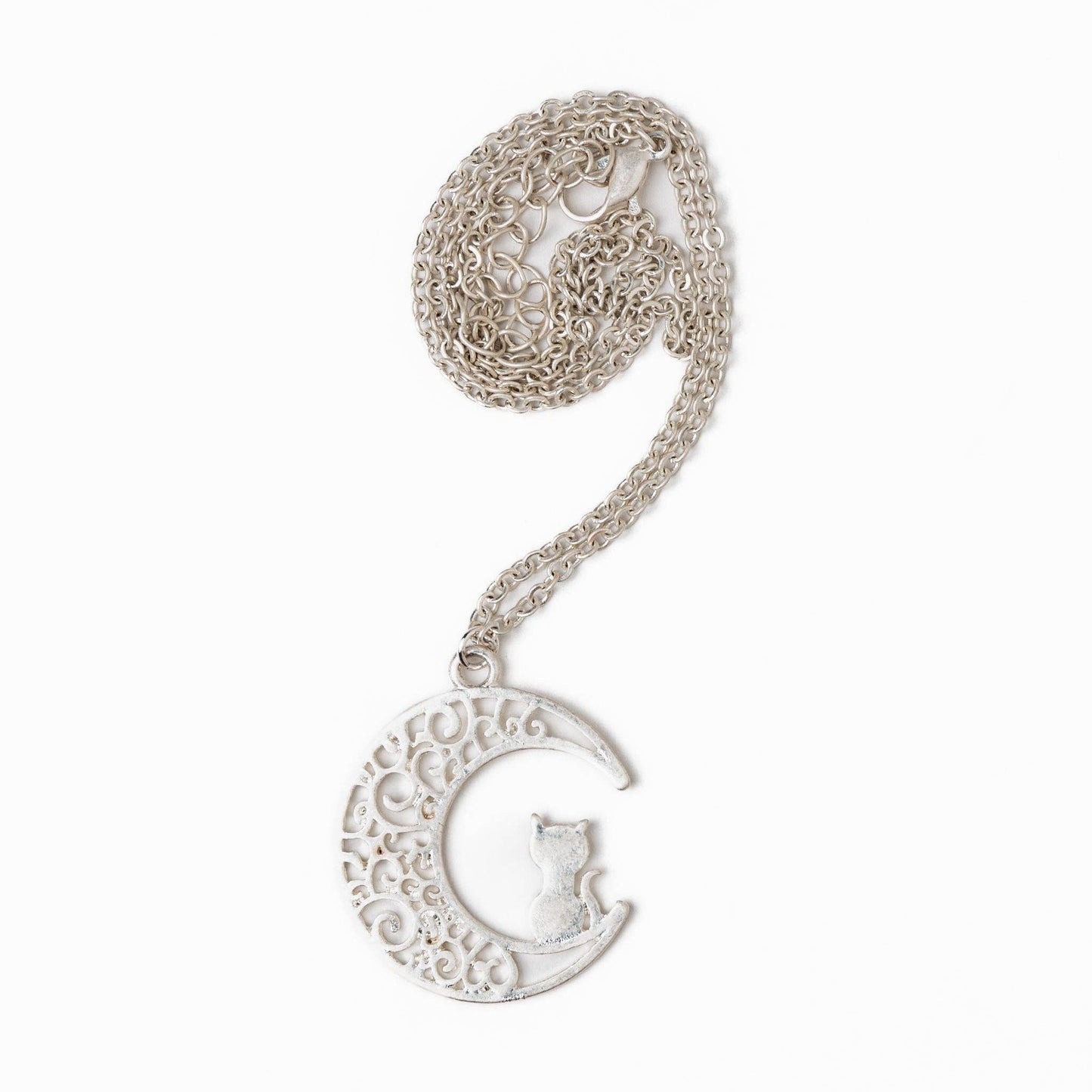 Salem Moon & Cat Halloween Pendant Necklace